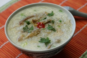 Chàa gà poulet porridge soupe riz coriandre gingembre