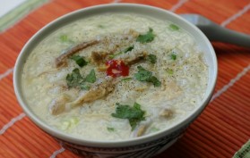 Chàa gà poulet porridge soupe riz coriandre gingembre