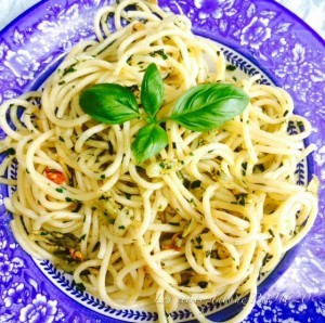 Spaghetti à l'ail et huile d'olive Grand Cru Noir de la Lieutenante