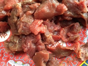 Boeuf aux oignons et à la sauce d'huitre couper viandes en lamelles