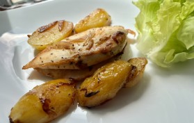 Poulet moelleux et pommes de terre fondantes aux échalotes1