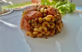 Poêlée réconfort de pâtes aux petits pois et saucisse de veau1